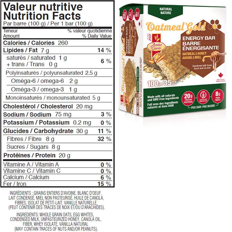 Oatmeal Gold Energy Bar