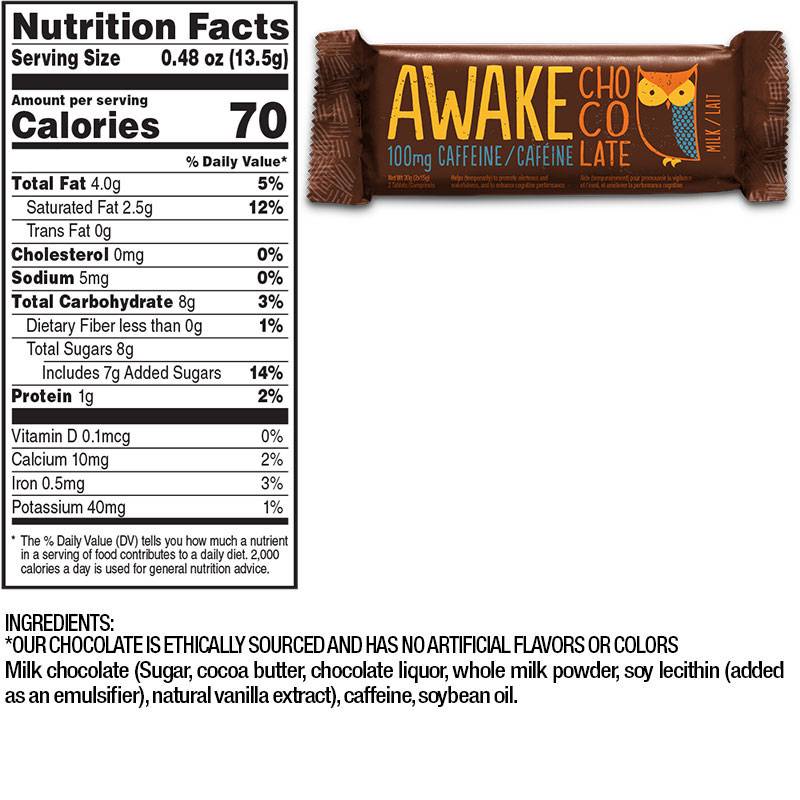 Awake Caffeinated Chocolate - Milk Chocolate