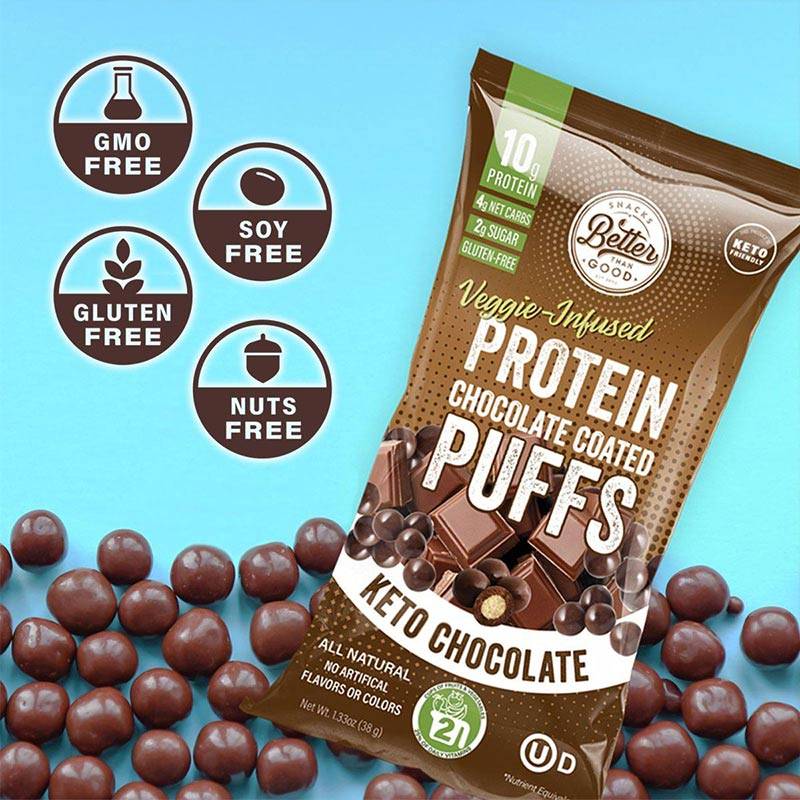 Better Than Good Protein Chocolate Coated Puffs - Keto Chocolate