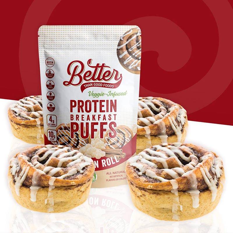 Better Than Good Protein Breakfast Puffs -- Cinnamon Roll