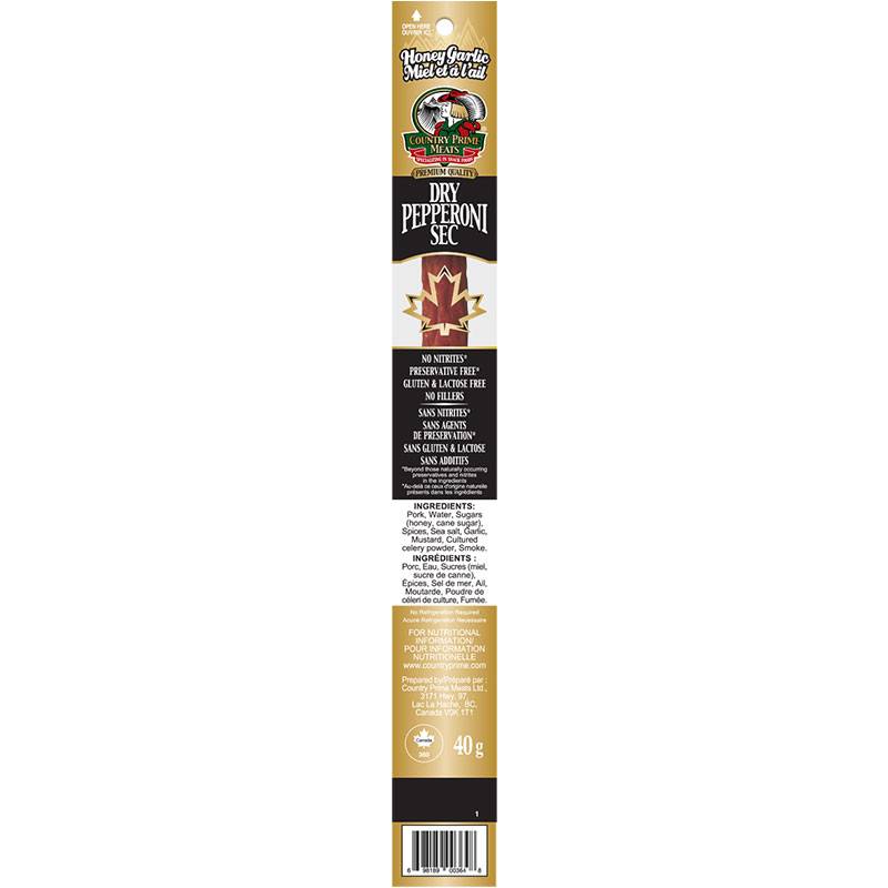 Country Prime Meats Dry Pepperoni Stick - Honey Garlic