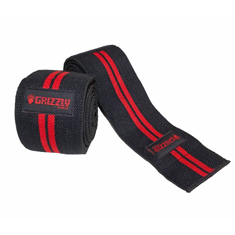 Grizzly Fitness Power Lifters Knee Wrap w/Velcro, Black  #8660-04