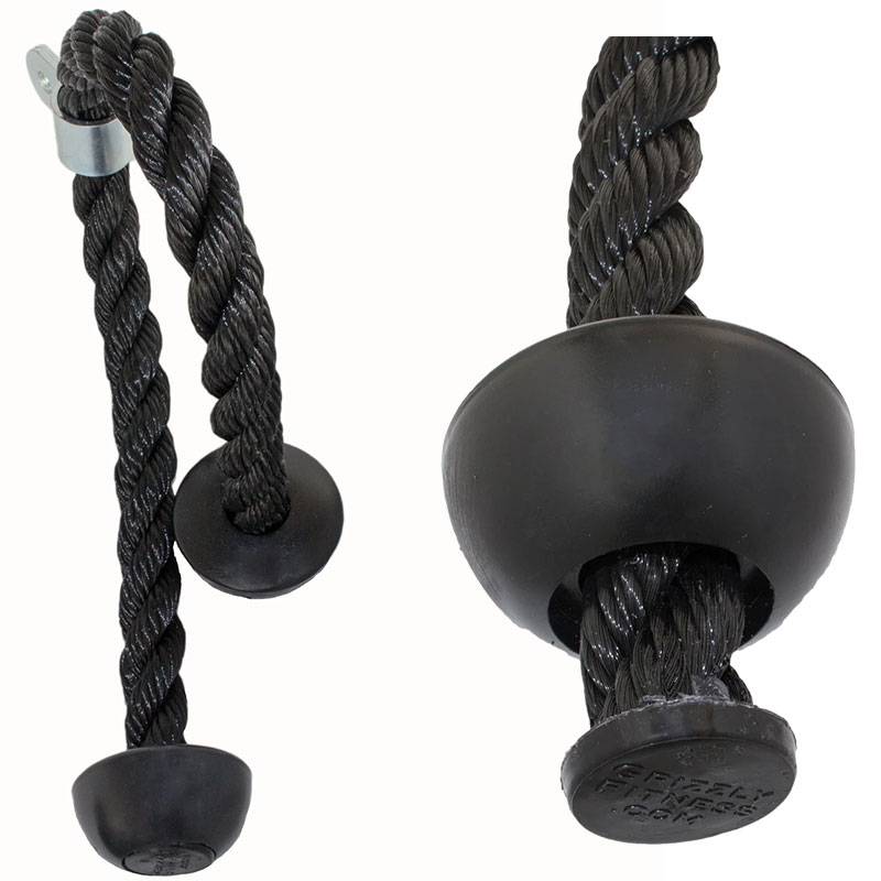 Grizzly Fitness Tricep Rope - Double Ball Grips (#8608-04) Black