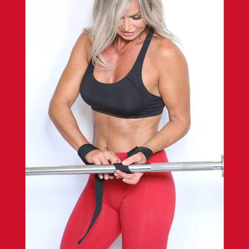 Grizzly Fitness Padded Cotton & Nylon Lifting Wrist Straps (#8611-32) - Red