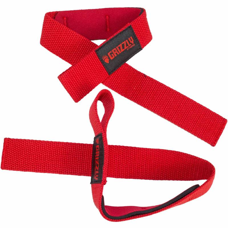 Grizzly Fitness Padded Cotton & Nylon Lifting Wrist Straps (#8611-32) - Red