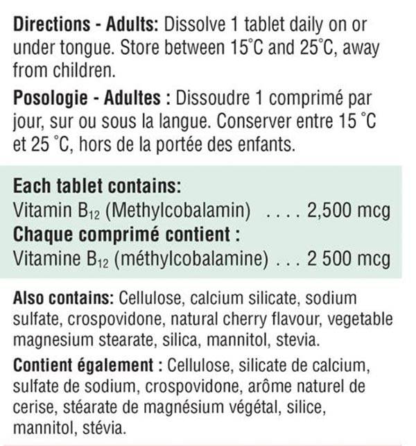 Jamieson B12 2,500mcg Fast Dissolving - Natural Cherry