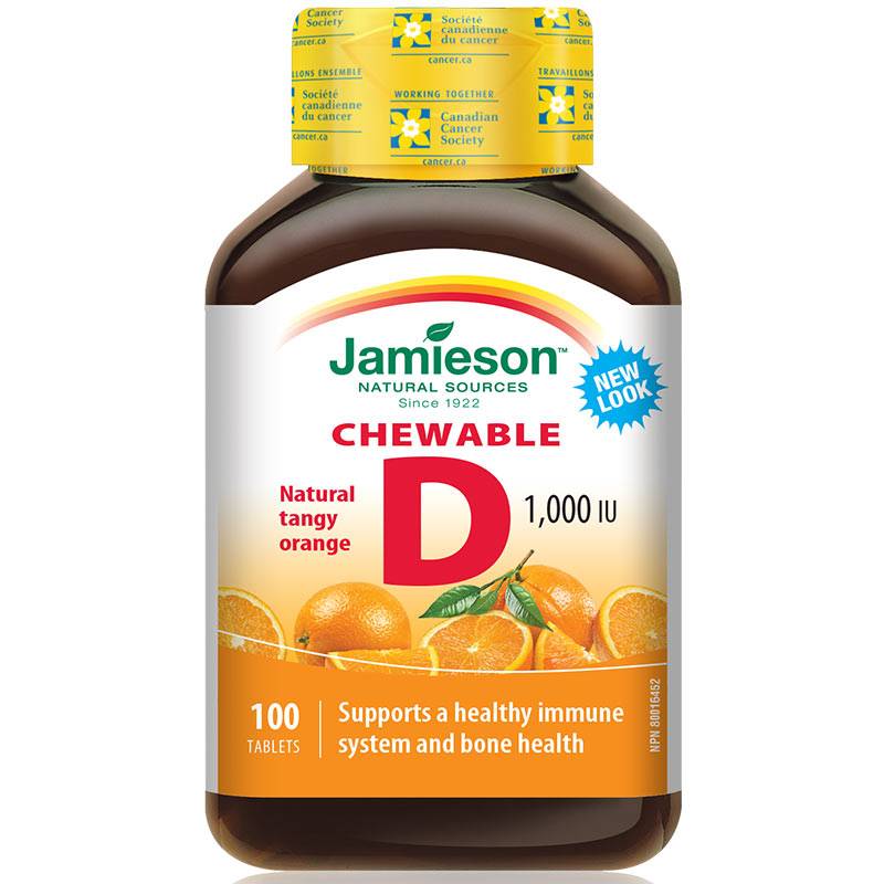 Jamieson Vitamin D3 1000iu Chewable - Natural Tangy Orange