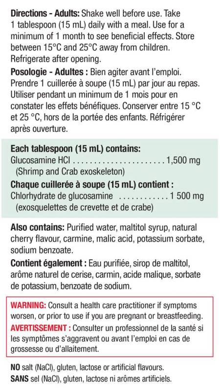 Jamieson Liquid Glucosamine Maximum Strength 1,500mg - Wild Cherry