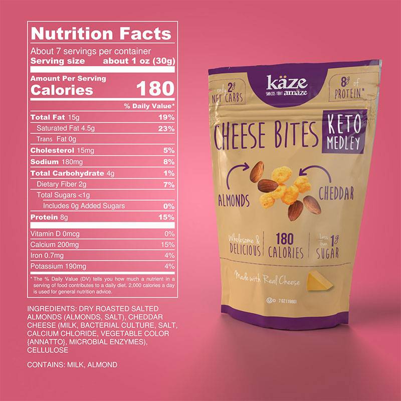 Kaze Cheese Bites Keto Medley -- Almond & Cheddar