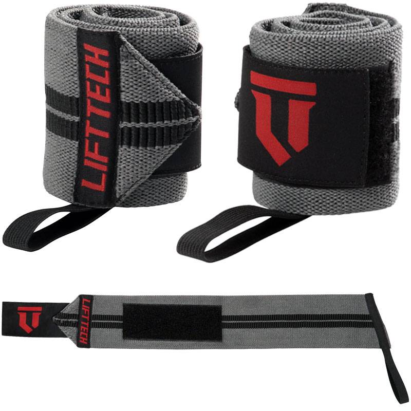 Lift Tech Fitness Comp Thumb Loop Wrist Wraps 18" - Black/Gray