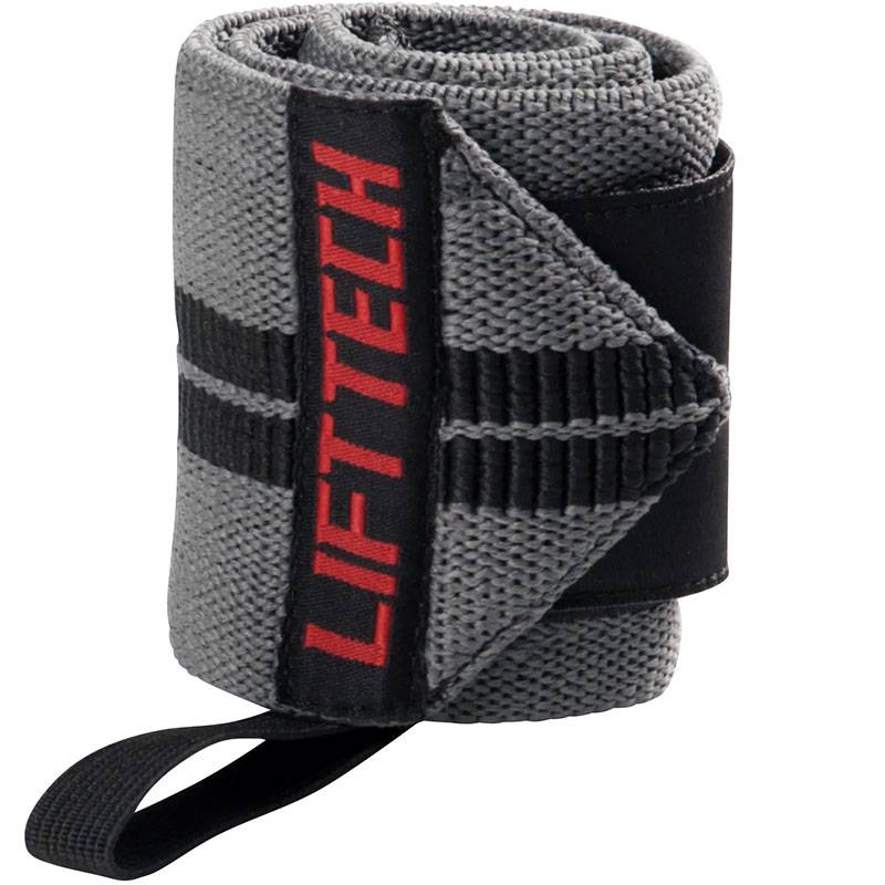 Lift Tech Fitness Comp Thumb Loop Wrist Wraps 18" - Black/Gray
