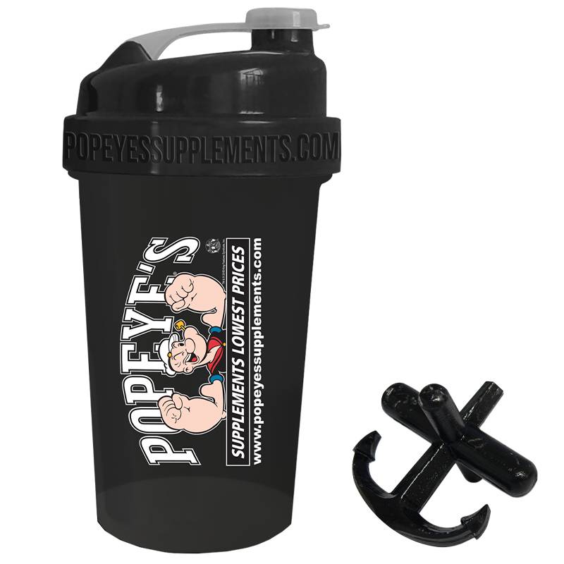 Popeye's Supplements Typhoon Mini Shaker w/Anchor - Black