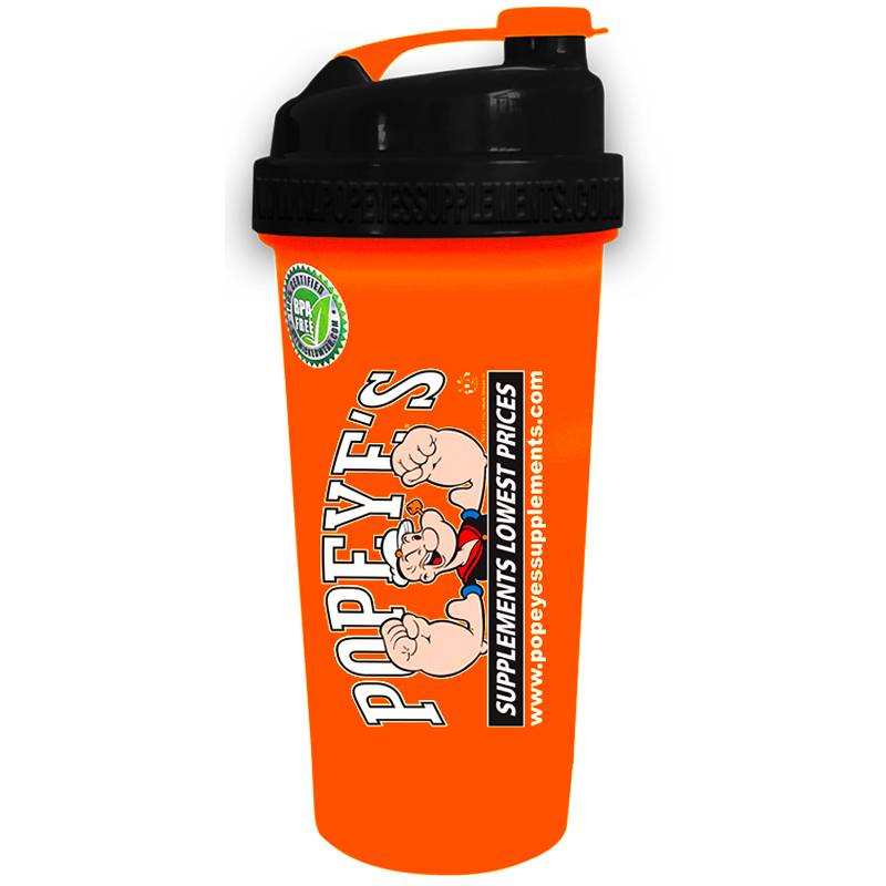 Popeye's Supplements Shaker Cup "Typhoon w/Anchor - Neon Orange