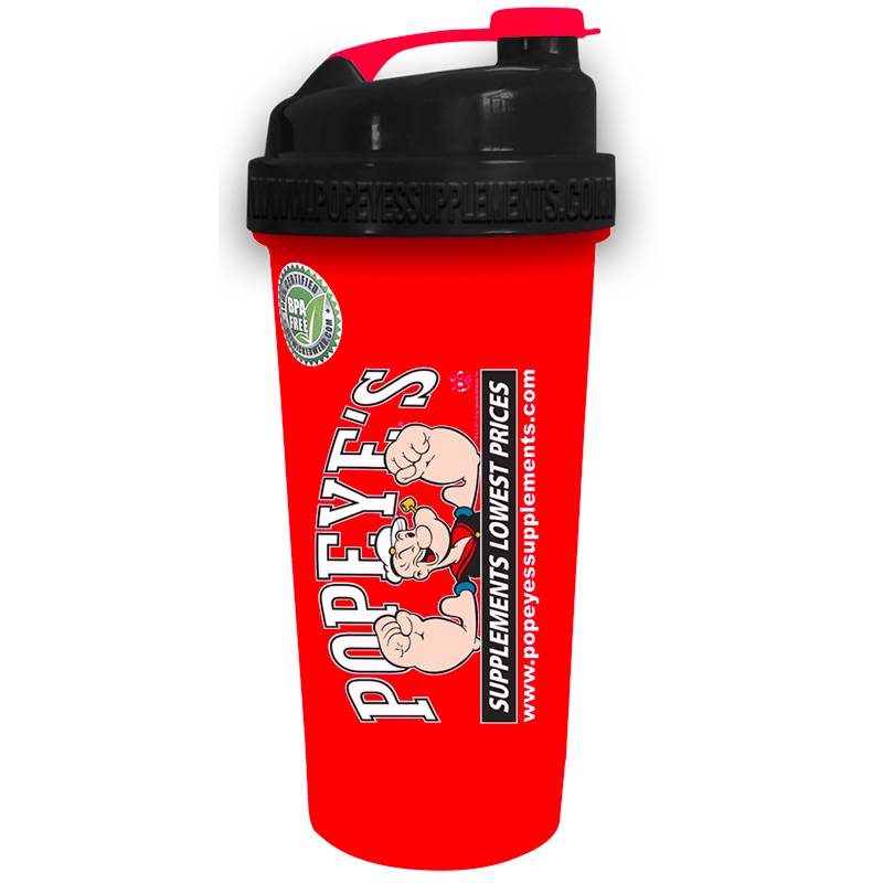 Popeye's Supplements Shaker Cup "Typhoon w/Anchor - Neon Red