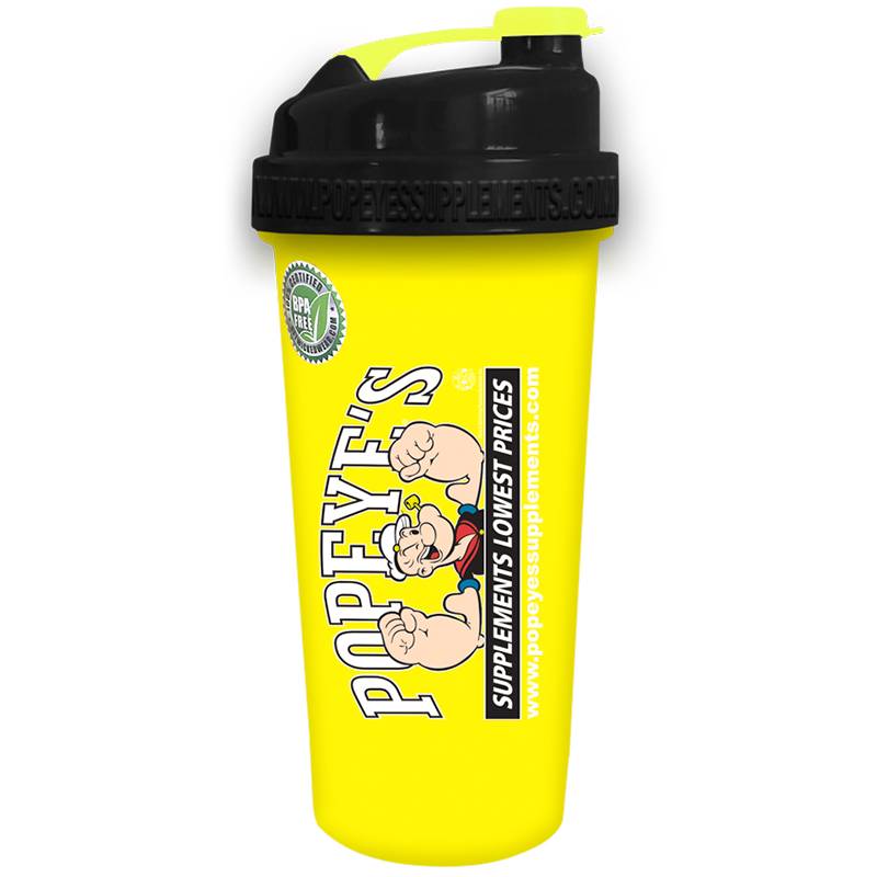 Popeye's Supplements Shaker Cup "Typhoon w/Anchor - Neon Yellow