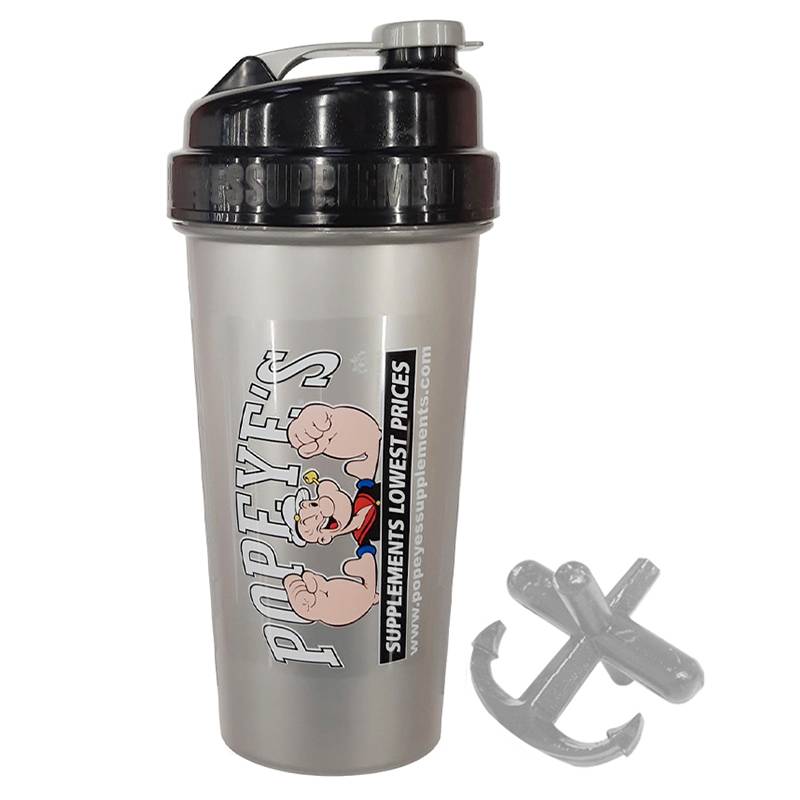 Popeye's Supplements Shaker Cup "Typhoon w/Anchor" - Silver
