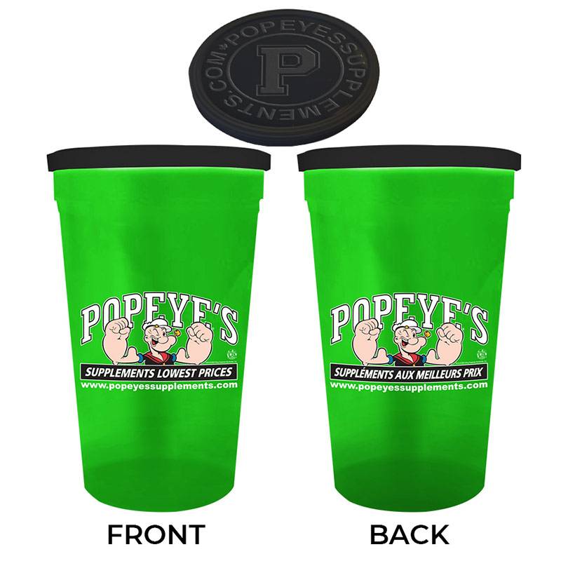Popeye's Supplements Cup & "P" Lid - Neon Green
