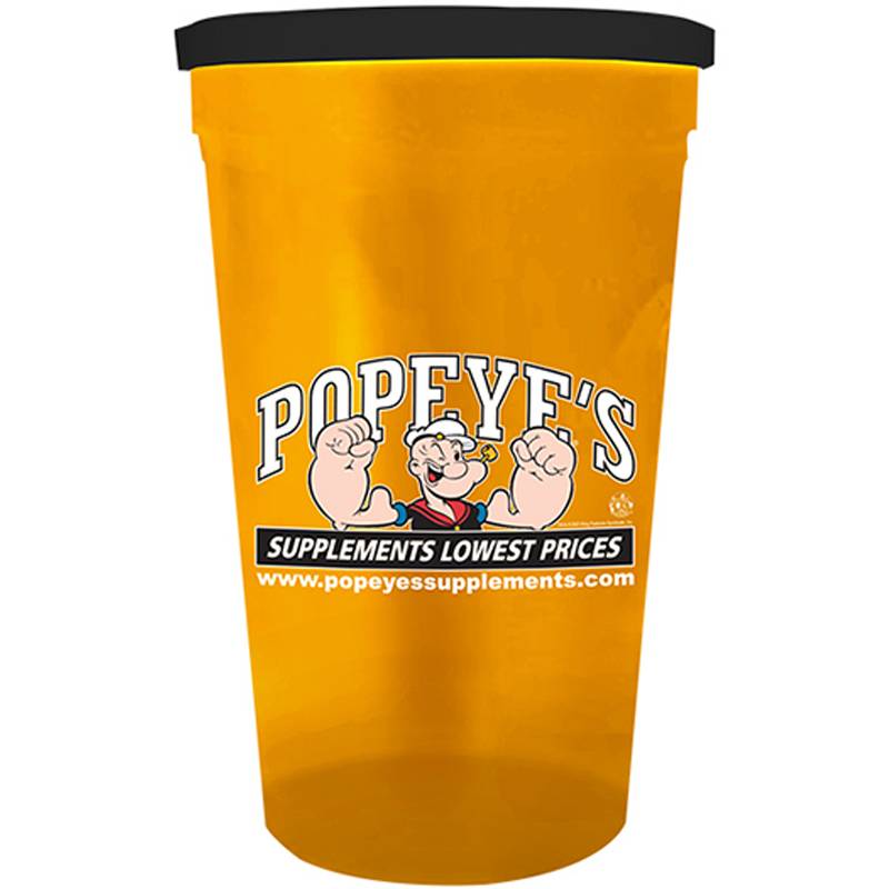 Popeye's Supplements Cup & "P" Lid - Neon Orange