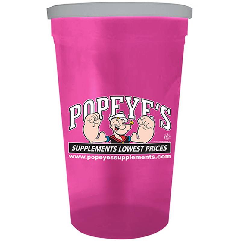 Popeye's Supplements Cup & "P" Lid - Neon Pink