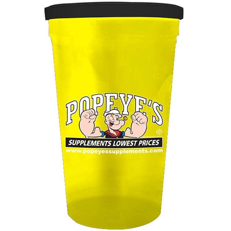 Popeye's Supplements Cup & "P" Lid - Neon Yellow