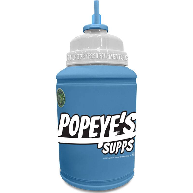 Popeye's Supplements Power Jug Flip-N-Sip "Popeye's Supps" - Matte Blue
