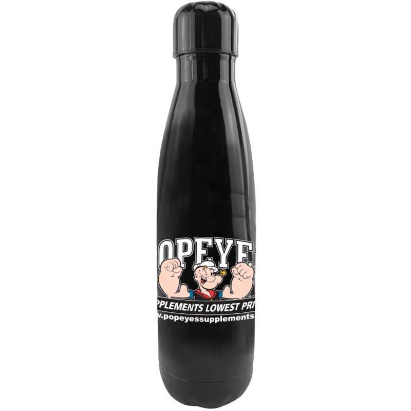 Popeye's Supplements Stainless Steel Water Bottle - Black