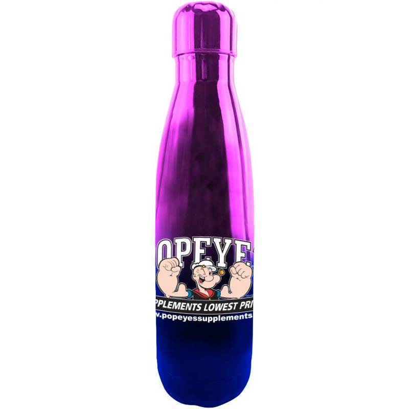 Popeye's Supplements Stainless Steel Water Bottle - Pink Blue