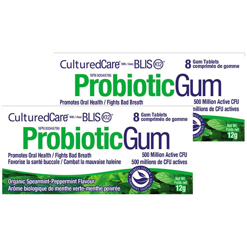 Prairie Naturals Cultured Care Probiotic Gum With BLIS K12 - Oral Health (Speakmint/Peppermint)