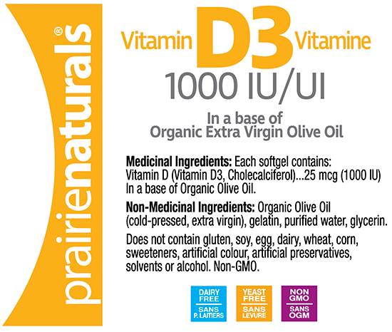 Prairie Naturals Vitamin D3 1000 IU *FREE BONUS!*