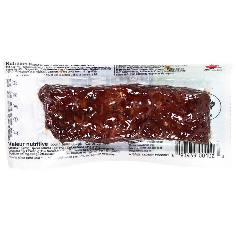 Thrive Provisions Wagyu Beef Bar - Honey Lime & Black Pepper