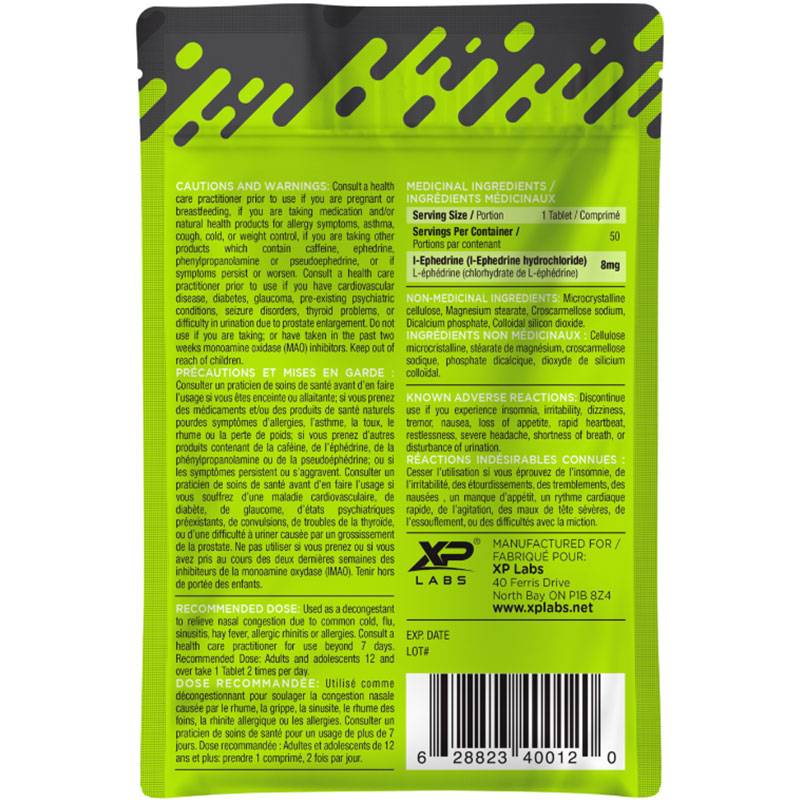 XP-Labs Ephedrine HCL 8mg (Oral Nasal Decongestant)