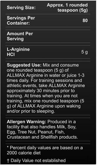 Allmax Arginine HCL 400g
