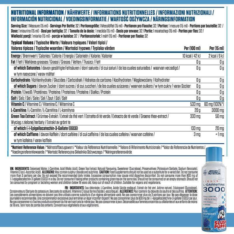 Applied Nutrition Liquid L-Carnitine 3000 (480ml)