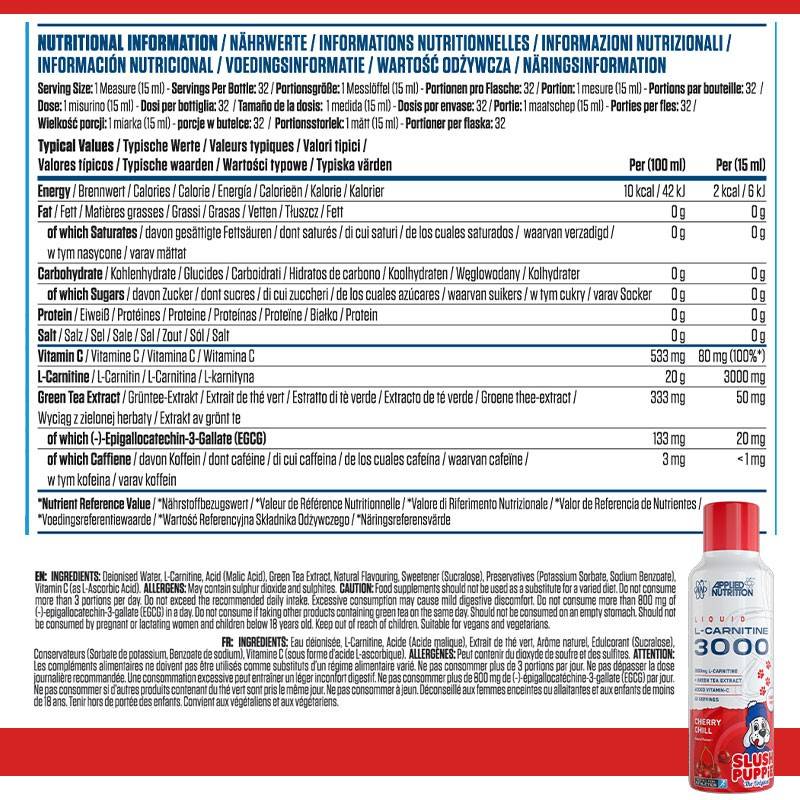 Applied Nutrition Liquid L-Carnitine 3000 (480ml)