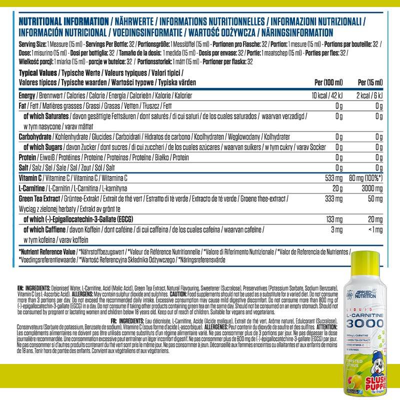 Applied Nutrition Liquid L-Carnitine 3000 (480ml)