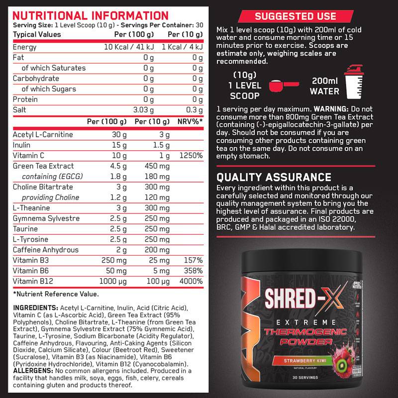 Applied Nutrition Shred-X Extreme Thermogenic Powder 300g