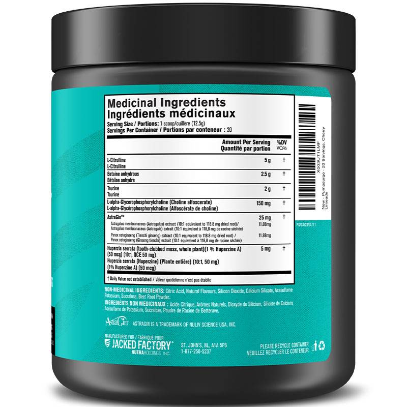Jacked Factory Pump Surge Pre Workout Stim Free