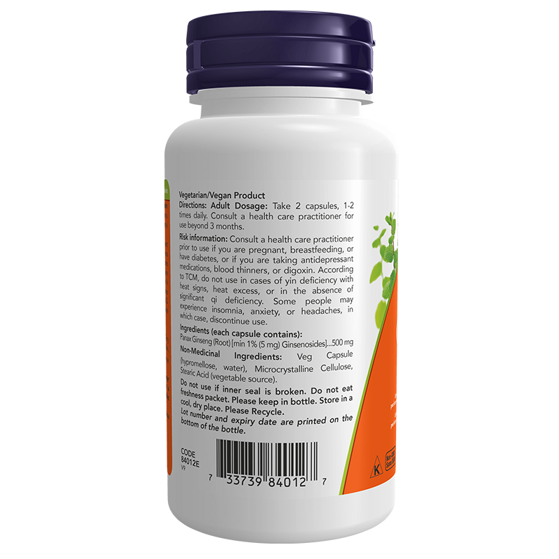 NOW Panax Ginseng Extrait 500mg 100 caps