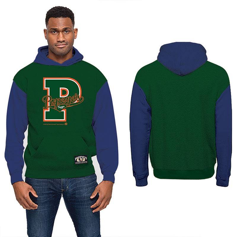 Popeye's Hoodie College 'P' Green