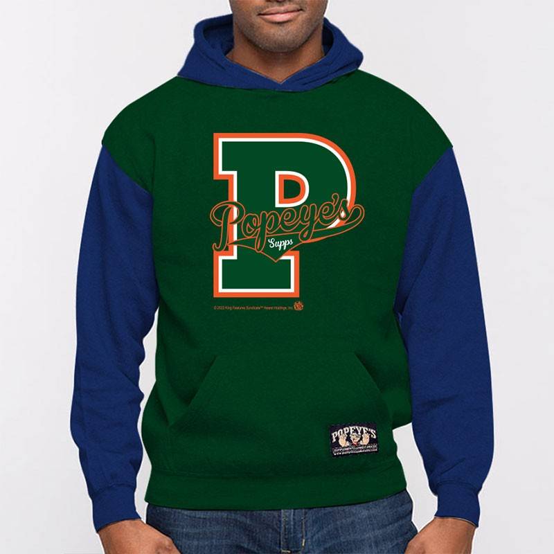 Popeye's Hoodie College 'P' Green