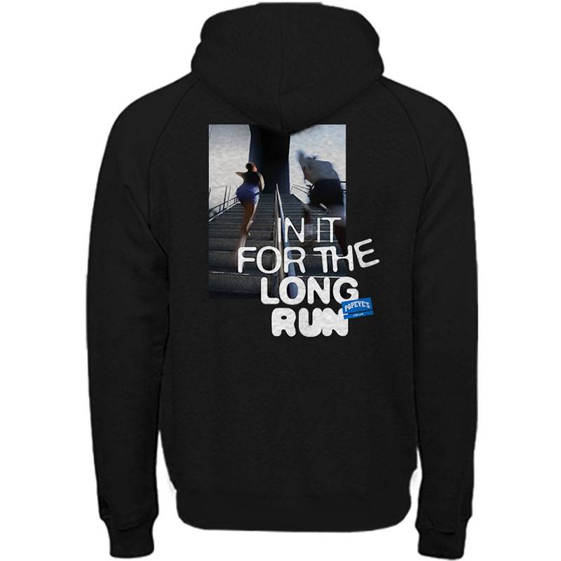 Popeye's Brushed Fleece Hoodie "Long Run" Black