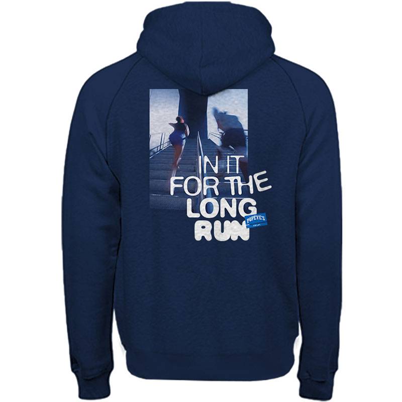 Popeye's Brushed Fleece Hoodie "Long Run" Navy