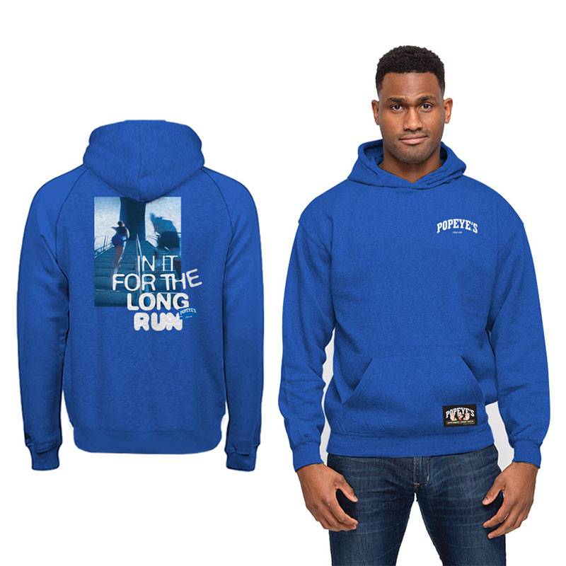 Popeye's Brushed Fleece Hoodie "Long Run" Royal