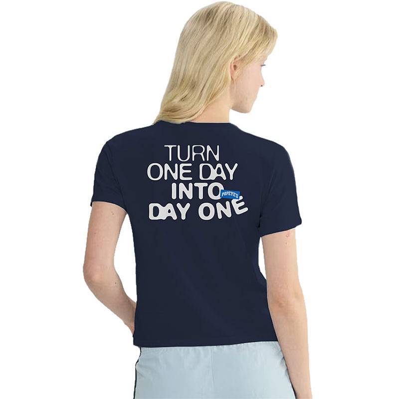 Popeye's Ladies "Day One" T shirt Blue