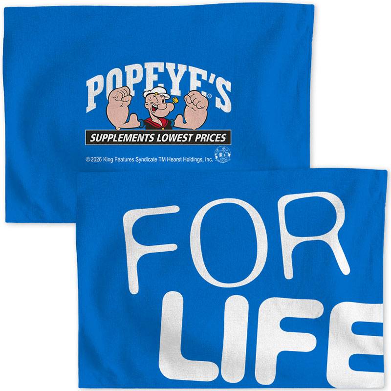 Popeye's "For Life" Gym Towel Microfibre 20" x 14"
