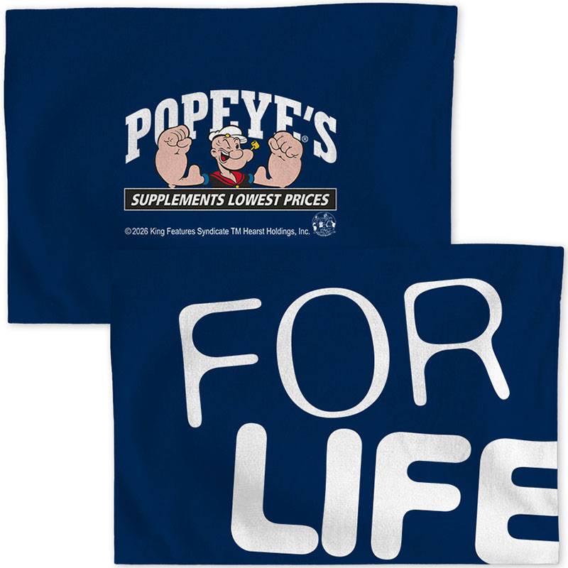 Popeye's "For Life" Gym Towel Microfibre 20" x 14"