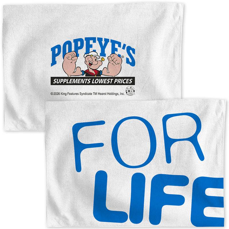 Popeye's "For Life" Gym Towel Microfibre 20" x 14"