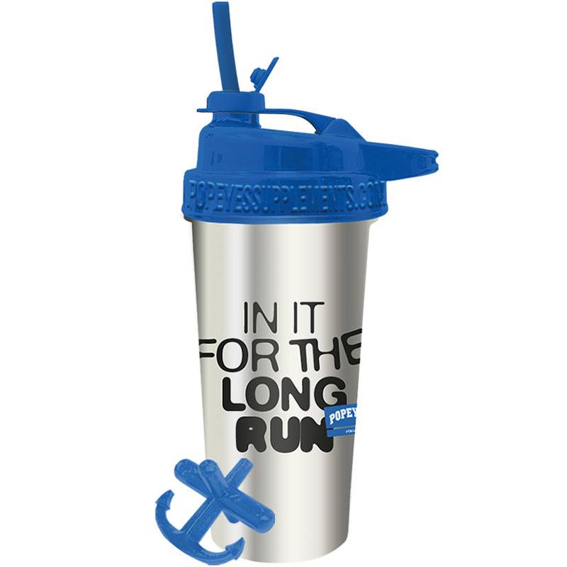 Popeye's Typhoon Flip-N-Sip Steel Shaker "In It For The Long Run"