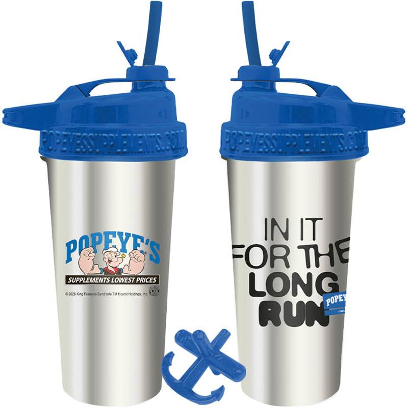 Popeye's Typhoon Flip-N-Sip Steel Shaker "In It For The Long Run"