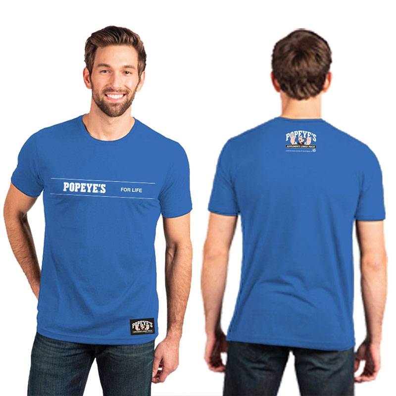 Popeye's "For Life" T shirt Blue